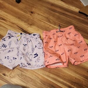 Cat & Jack Blue and Pink Swim Trunks with Playful Patterns